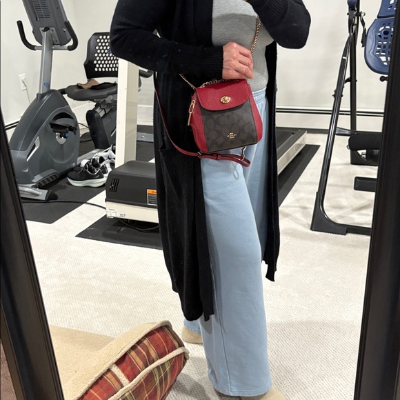 Coach Red and Brown Signature Crossbody Bag/Backpack - Picture 12 of 14